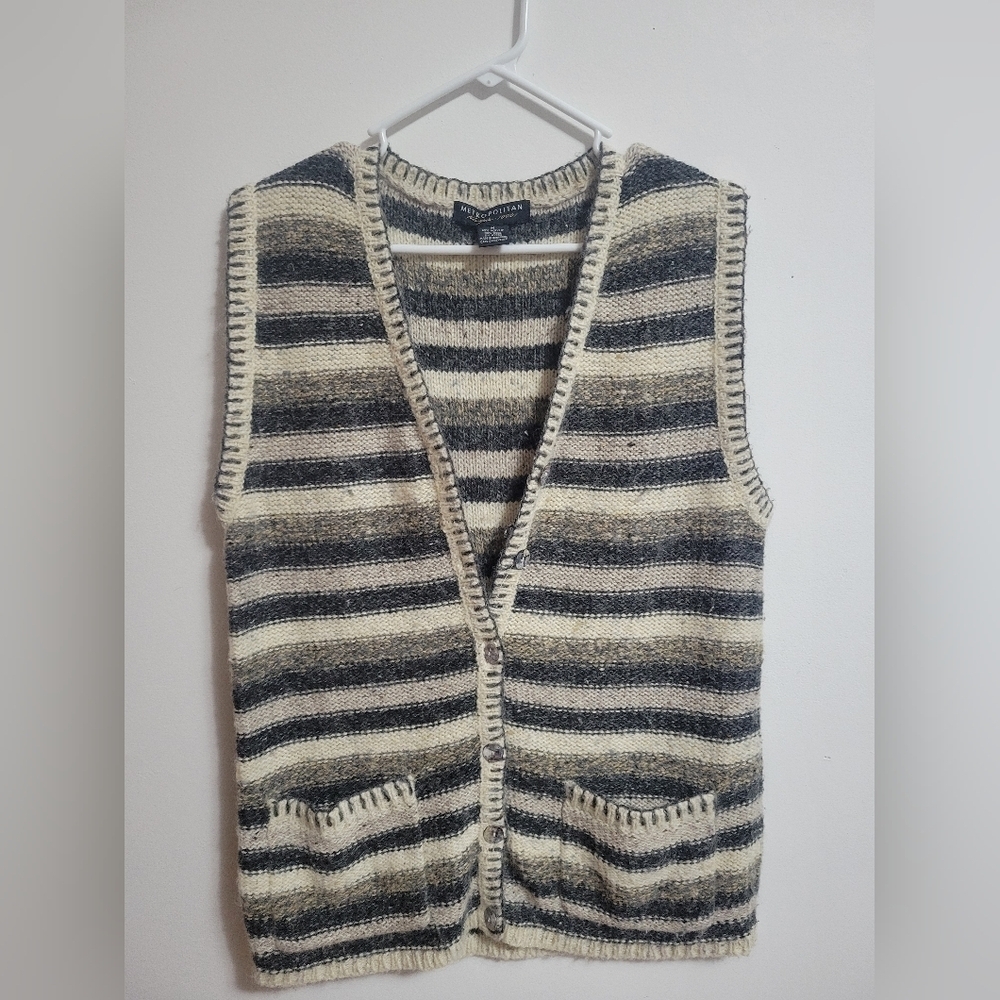 GUC- Metropolitan New York 10001  Cardigan / Sweater Button Down Striped Wool